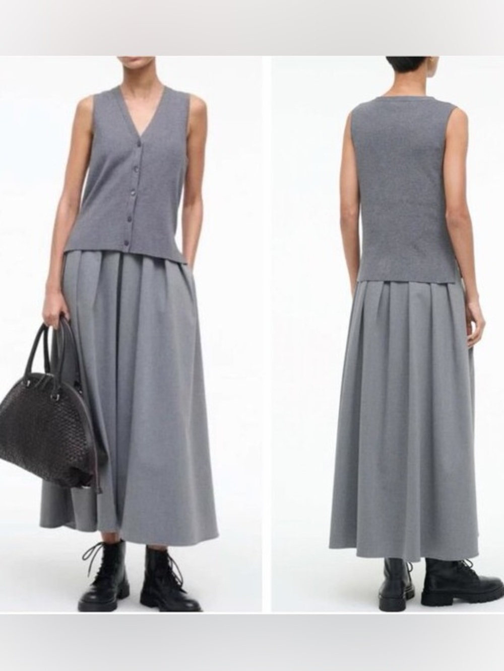 New NWOT STAUD Madeline Dress Static Gray Cashmere Blend Size  S